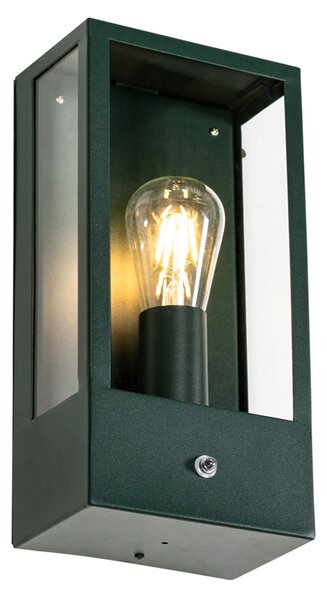 Lampada da parete per esterni verde scuro con sensore crepuscolare IP44 - Rotterdam