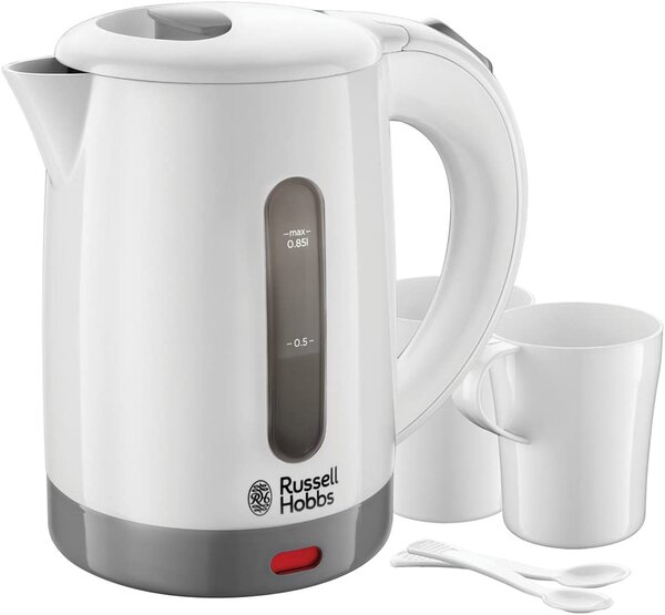 Russell Hobbs Bollitore elettrico Capacit 0.85 Litri Potenza 1000 Watt Filtro rimovibile + 2 Tazze colore Bianco - 23840-70 Travel