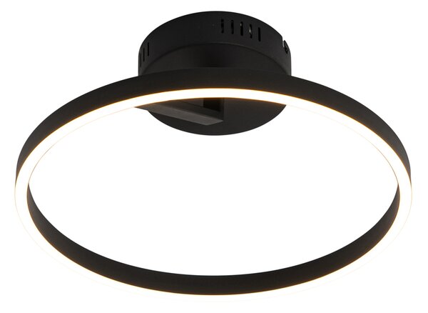 Plafoniera di design nera con LED dimmerabile a 3 livelli - Anello