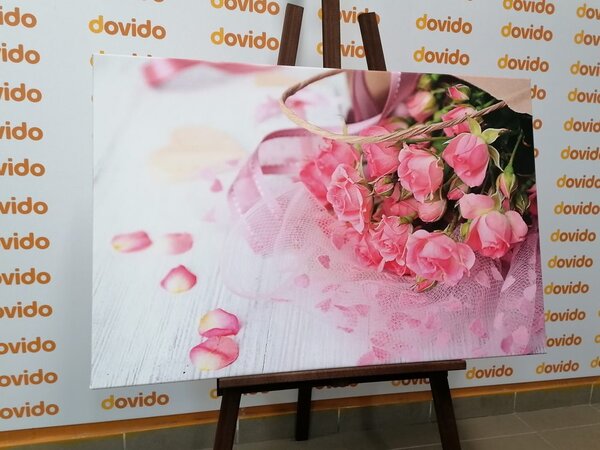 Quadro su tela – Bouquet di rose rosa
