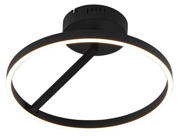 Plafoniera di design nera con LED dimmerabile a 3 livelli - Anello