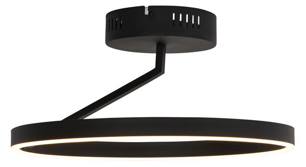 Plafoniera di design nera con LED dimmerabile a 3 livelli - Anello