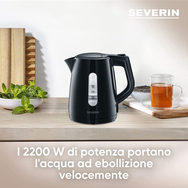 Severin Bollitore Elettrico Capacit 1 Litro Potenza 2200 Watt colore Nero - WK 3410
