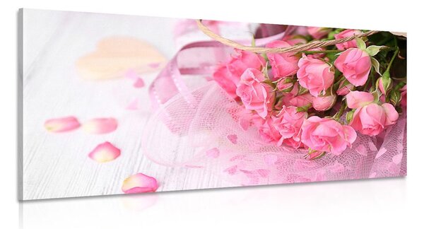 Stampa su tela – Bouquet di rose rosa romantiche