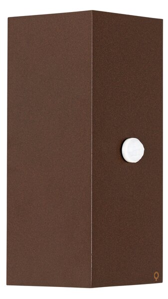 Lampada da parete marrone ruggine 2 luci GU10 AR70 IP44 con sensore di movimento - Baleno