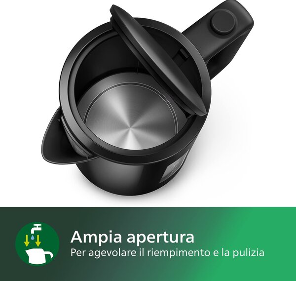 Philips Bollitore Elettrico Capacit 1,7 Litri Formato Famiglia con Indicatore in Tazze colore Nero - 3000 series HD9318/20