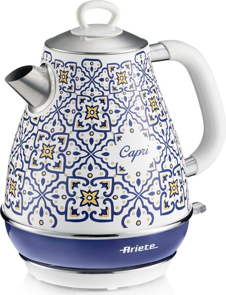 Ariete Bollitore Elettrico Capacit 1,7 Litri Potenza 2000 Watt per Infusi The e Tisane colore Bianco e Blu - 2869 Capri