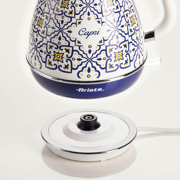 Ariete Bollitore Elettrico Capacit 1,7 Litri Potenza 2000 Watt per Infusi The e Tisane colore Bianco e Blu - 2869 Capri