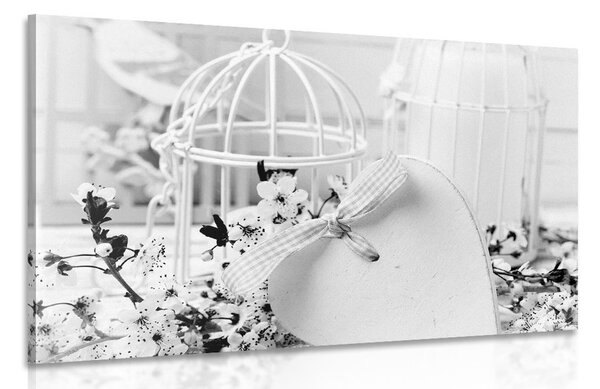 Stampa su tela – Natura morta romantica in stile vintage in bianco e nero