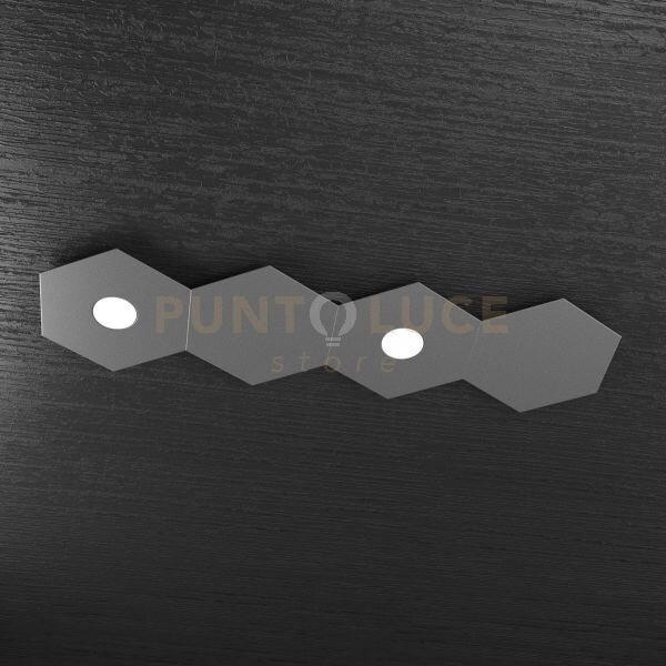 Hexagon applique-plafoniera 2 luci + 2 decorativo grigio antracite 
