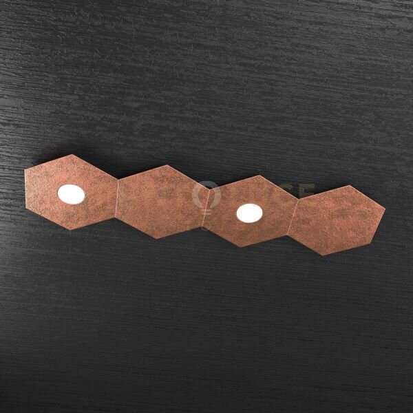 Hexagon applique-plafoniera 2 luci + 2 decorativo foglia rame 1142-
