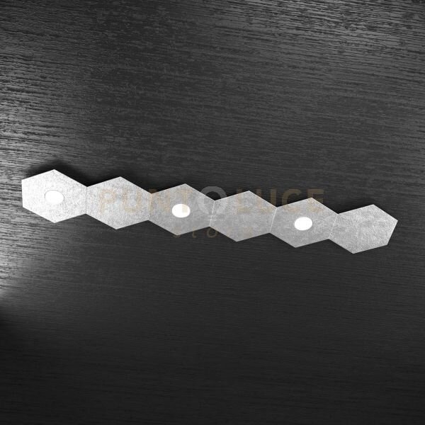 Hexagon applique-plafoniera 3 luci + 3 decorativo foglia argento 11