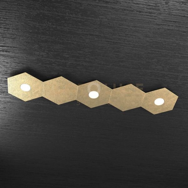 Hexagon applique-plafoniera 3 luci + 2 decorativo foglia oro 1142-3
