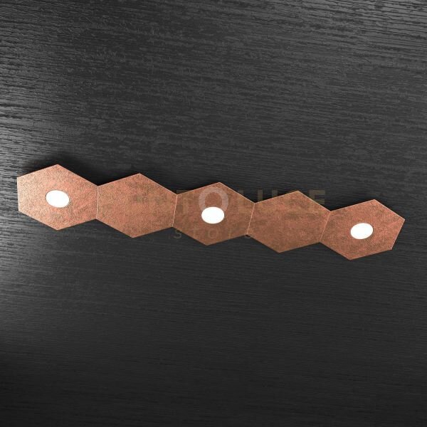 Hexagon applique-plafoniera 3 luci + 2 decorativo foglia rame 1142-