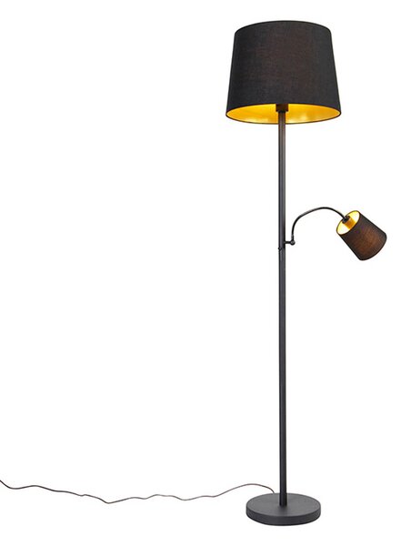 Lampada da terra intelligente nera con oro incl. Wifi A60 ed E14 - Retro