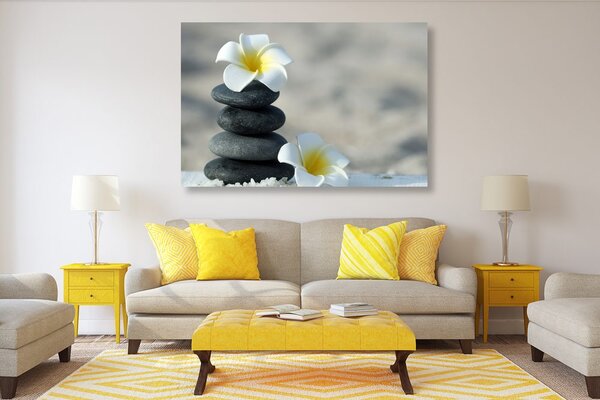 Quadro su tela – Pietre armoniche e fiore di plumeria