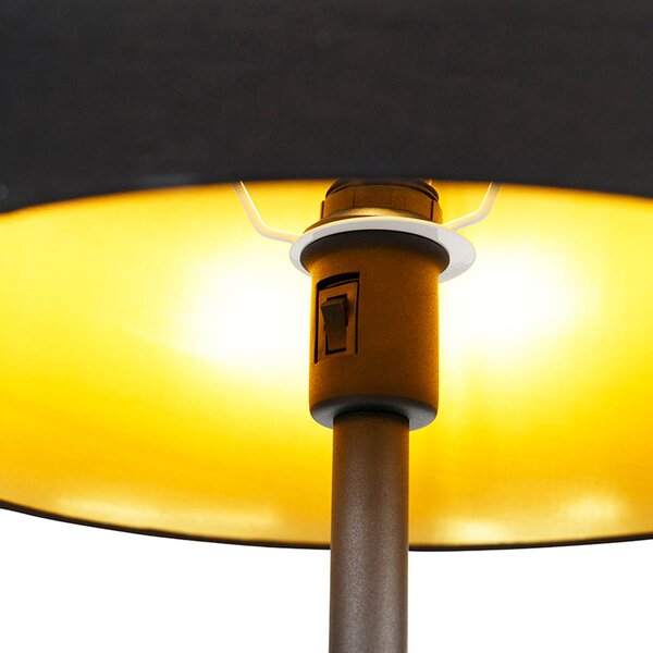 Lampada da terra intelligente nera con oro incl. Wifi A60 ed E14 - Retro
