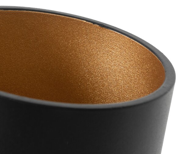 Lampada da parete intelligente nera con interno dorato incl. WiFi G9 - Ria