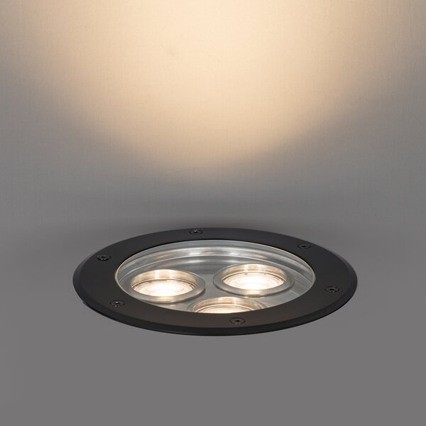 Faretto da terra moderno nero 3 luci IP65 - Tribus