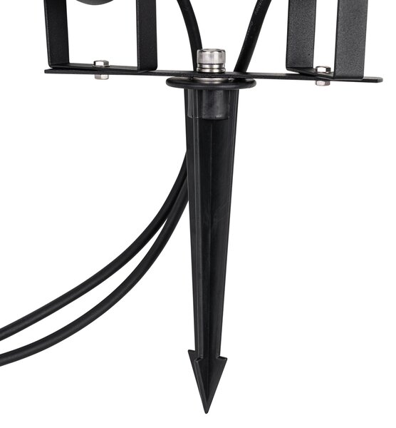 Faretto da giardino moderno nero con cavo e spina 150cm 2 luci IP65 - Basic