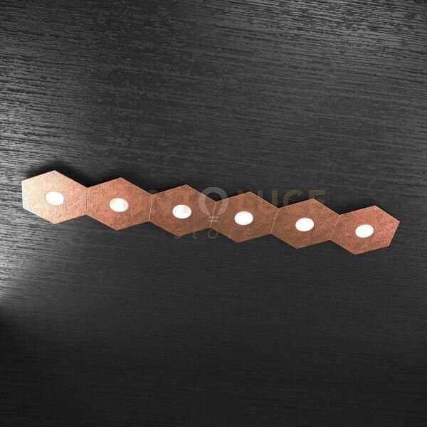 Hexagon applique-plafoniera 6 luci foglia rame 1142-6l-fr