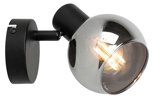 Faretto da soffitto intelligente nero con vetro fumé incl. Wi-Fi P45 - Vidro