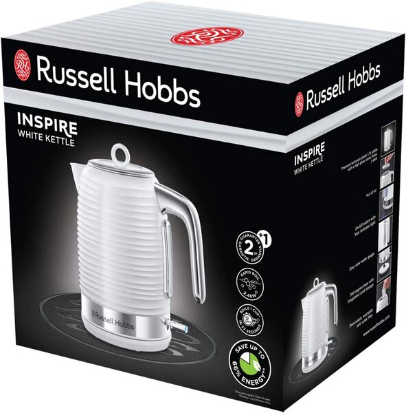 Russell Hobbs Bollitore elettrico Capacit 1.7 Litri Potenza 2400 Watt Spegnimento automatico colore Bianco - 24360-70 Inspire Kettle