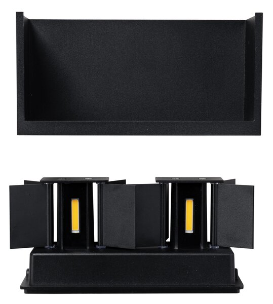 Lampada da parete per esterni nera con LED integrati 4 luci IP54 - Edwin