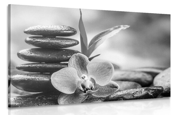 Stampa su tela – Composizione Zen meditativa in bianco e nero