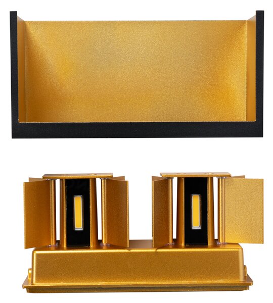 Lampada da parete per esterni nera con oro incl. LED 4 luci IP54 - Edwin