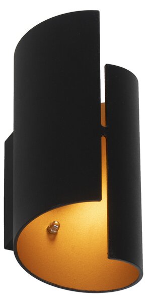 Lampada da parete Smart nera con interno oro incl. Wifi G9 - Faldo
