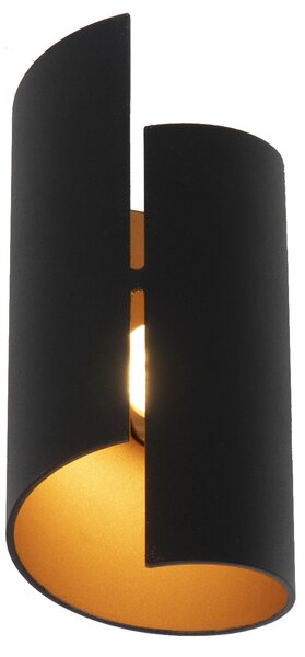 Lampada da parete Smart nera con interno oro incl. Wifi G9 - Faldo