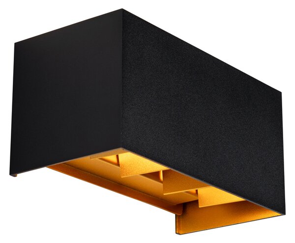 Lampada da parete per esterni nera con oro incl. LED 4 luci IP54 - Edwin