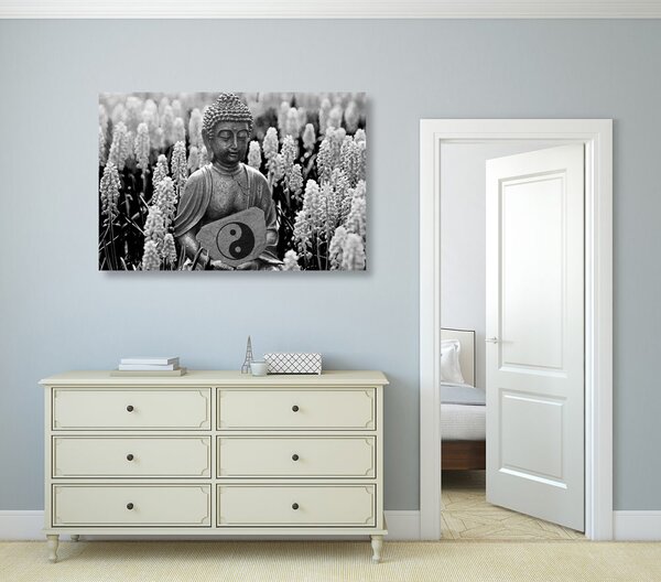 Quadro su tela – Buddha del Jin e Jang in bianco e nero