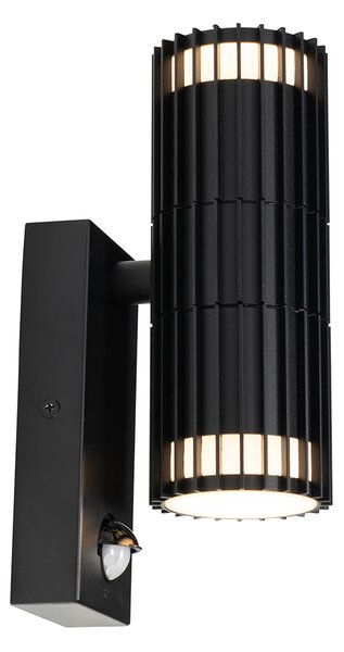 Lampada da parete per esterni nera con sensore di movimento 2 luci - Boris