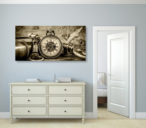Quadro su tela – Orologi del passato in seppia