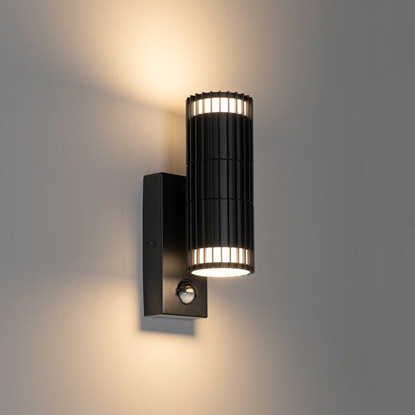 Lampada da parete per esterni nera con sensore di movimento 2 luci - Boris