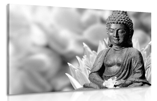 Stampa su tela – Buddha sereno in bianco e nero