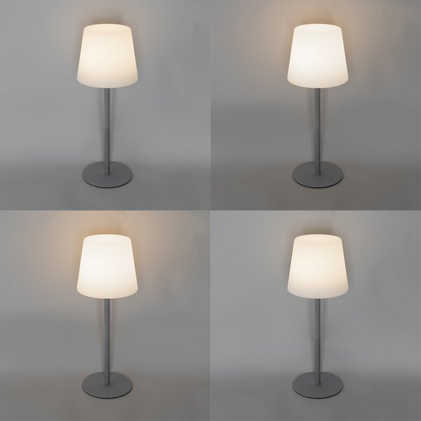 Lampada da tavolo grigia ricaricabile con LED e dimmer IP54 - Jude