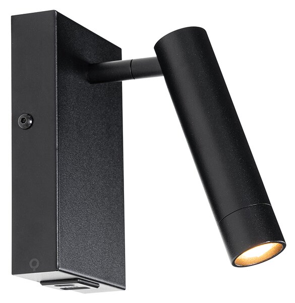 Applique da parete moderna nera con USB regolabile - Croft