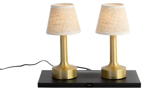 Set di 2 lampade da tavolo oro con beige RGBW ricaricabili - Elise