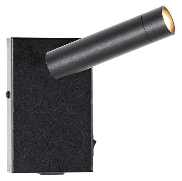 Applique da parete moderna nera con USB regolabile - Croft