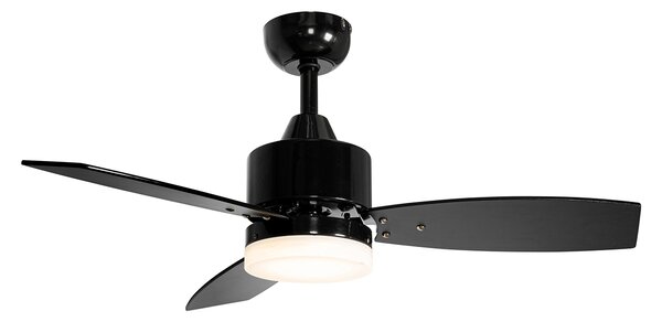 Ventilatore da soffitto per esterni nero 91,3 cm con LED dimmerabile con telecomando IP44 - Toledo