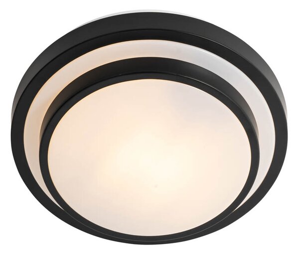 Plafoniera moderna nera con bianco 25 cm IP44 - Walden