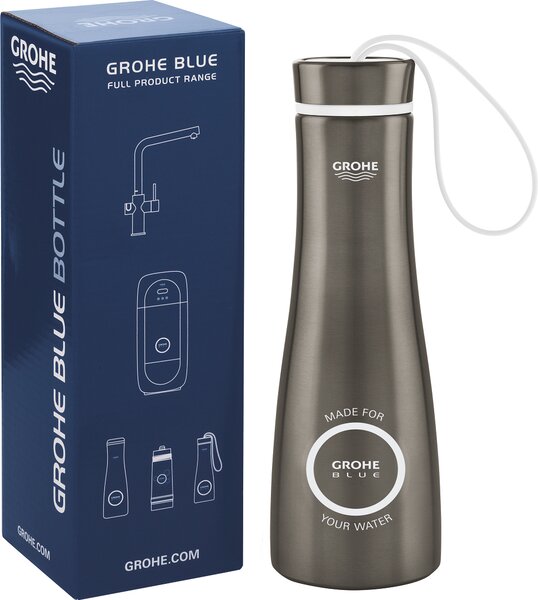 GROHE Bottiglia Termica Capacit 450 ml in Acciaio Inox colore Grafite Spazzolato - 40 848 AL0 Blue