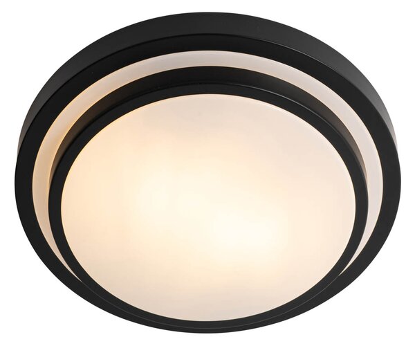 Plafoniera moderna nera e bianca 35 cm 2 luci IP44 - Walden