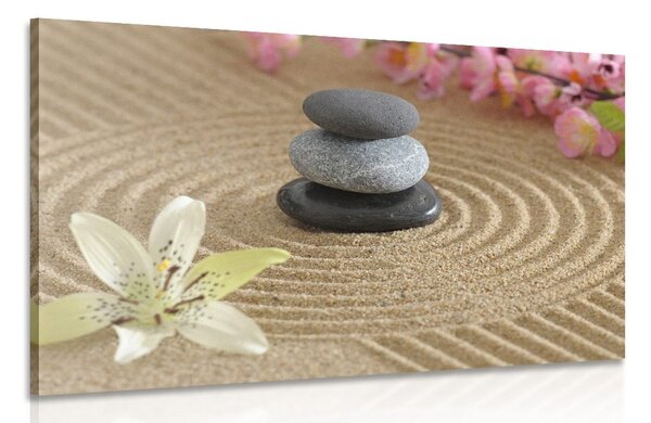 Quadro su tela – Giardino Zen e pietre nella sabbia