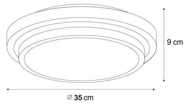 Plafoniera moderna nera e bianca 35 cm 2 luci IP44 - Walden
