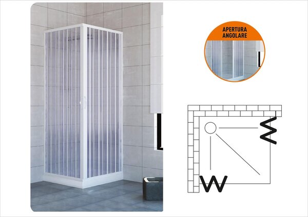 Brixo Box Doccia Cabina Doccia Angolare Balena Estensibile in Pvc Altezza 185 cm - 443640