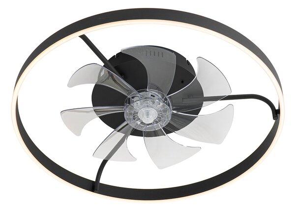 Ventilatore da soffitto nero 70 cm con LED dimmerabile e telecomando - Maddy